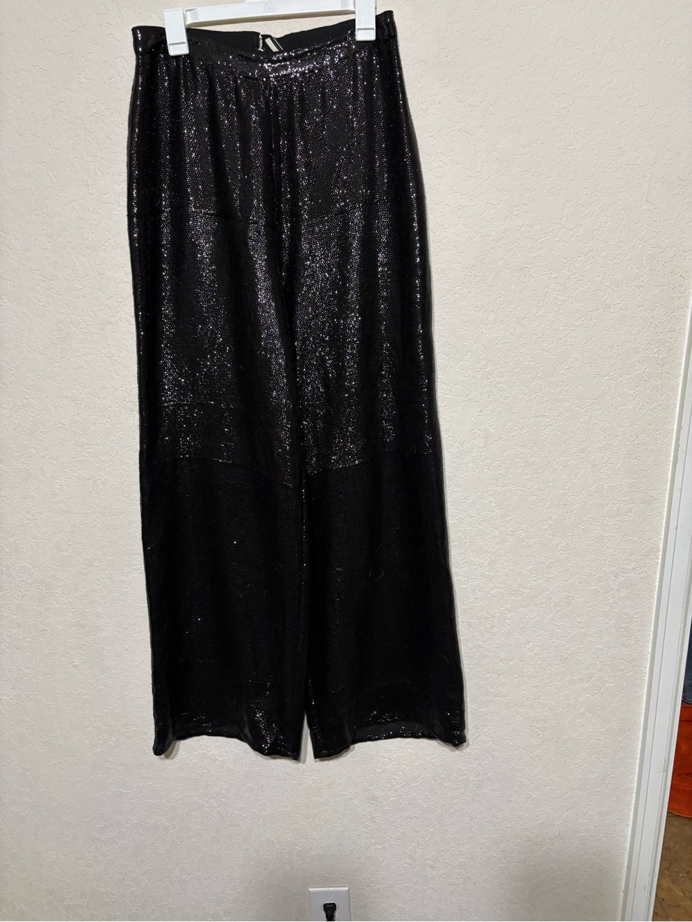 Topshop Black Sparkle Wide-Leg Pants